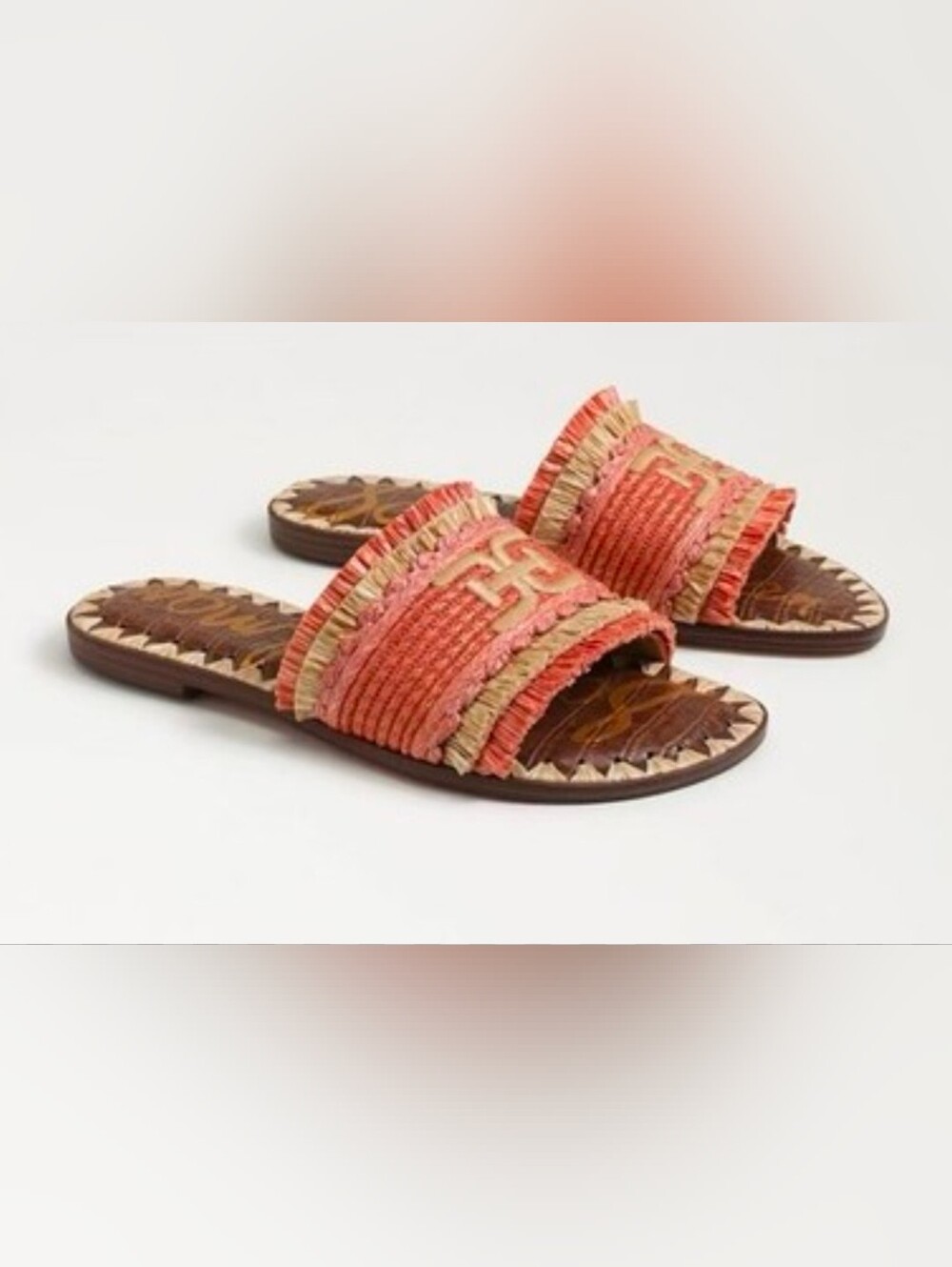 Sam Edelman Georgia Linen Raffia Slide Sandals Size 7